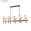 GobekUsa Contemporary 10-Light Pendant with Gold Linear Design and White Glass Shades – Island Ceiling Light Fixture