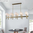 GobekUsa Contemporary 10-Light Pendant with Gold Linear Design and White Glass Shades – Island Ceiling Light Fixture