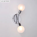 GobekUsa Contemporary 2-Light Chrome LED Wall Sconce with Global White Glass Fixture
