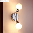 GobekUsa Contemporary 2-Light Chrome LED Wall Sconce with Global White Glass Fixture