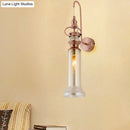 GobekUsa Contemporary 2-Light Copper Finish Wall Sconce with Smoke Gray/Amber Glass Tube & Gooseneck Arm