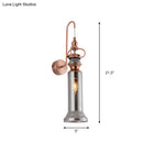 GobekUsa Contemporary 2-Light Copper Finish Wall Sconce with Smoke Gray/Amber Glass Tube & Gooseneck Arm