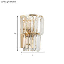 GobekUsa Contemporary 2-Light Crystal Block Wall Lamp: Elegant Clear Sconce for Dining Room