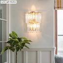 GobekUsa Contemporary 2-Light Crystal Block Wall Lamp: Elegant Clear Sconce for Dining Room