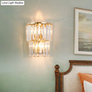 GobekUsa Contemporary 2-Light Crystal Block Wall Lamp: Elegant Clear Sconce for Dining Room
