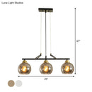 GobekUsa Contemporary 3-Bulb Sphere Pendant Light Fixture for Dining Hall Island - Clear/Smoke Gray Glass Design