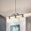 GobekUsa Contemporary 3-Bulb Sphere Pendant Light Fixture for Dining Hall Island - Clear/Smoke Gray Glass Design