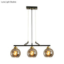GobekUsa Contemporary 3-Bulb Sphere Pendant Light Fixture for Dining Hall Island - Clear/Smoke Gray Glass Design
