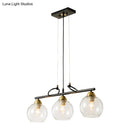 GobekUsa Contemporary 3-Bulb Sphere Pendant Light Fixture for Dining Hall Island - Clear/Smoke Gray Glass Design