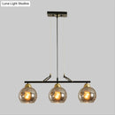 GobekUsa Contemporary 3-Bulb Sphere Pendant Light Fixture for Dining Hall Island - Clear/Smoke Gray Glass Design