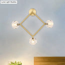 GobekUsa Contemporary 3-Head Brass Wall Sconce with Modo Crystal Shade - Ring/Square Wall Light Fixture