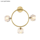 GobekUsa Contemporary 3-Head Brass Wall Sconce with Modo Crystal Shade - Ring/Square Wall Light Fixture
