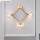 GobekUsa Contemporary 3-Head Brass Wall Sconce with Modo Crystal Shade - Ring/Square Wall Light Fixture