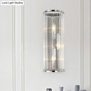 GobekUsa Contemporary 3-Head Wall Sconce with Clear Crystal Tube Shades - Flush Mount Light