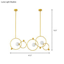 GobekUsa Contemporary 3-Light Gold Glass Ring Island Pendant With Adjustable Rods