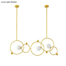 GobekUsa Contemporary 3-Light Gold Glass Ring Island Pendant With Adjustable Rods
