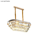 GobekUsa Contemporary 3-Tier Oval Island Pendant with Clear Crystal - 8 Head Living Room Hanging Lamp