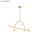 GobekUsa Contemporary 4-Light Gold Sphere Chandelier with Cream Glass Shade - Warm/White Lighting