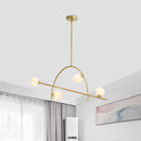 GobekUsa Contemporary 4-Light Gold Sphere Chandelier with Cream Glass Shade - Warm/White Lighting