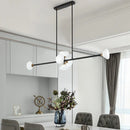 GobekUsa Contemporary 6/10-Head LED Island Pendant Light with White Glass Shades - Black Linear Ceiling Fixture