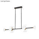 GobekUsa Contemporary 6/10-Head LED Island Pendant Light with White Glass Shades - Black Linear Ceiling Fixture