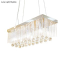 GobekUsa Contemporary 6-Head Chrome Island Light Fixture with Crystal Ball Accents
