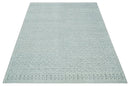 Contemporary 8x10 carved pattern Ivory and Gray hand knotted wool rug by The Rug Decor