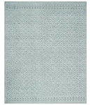 Contemporary 8x10 carved pattern Ivory and Gray hand knotted wool rug by The Rug Decor