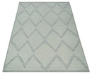 Contemporary 8x10 Ivory and Silver Traditional Geometrical Pattern Hand Knotted Wool Area Rug by The Rug Decor