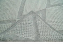 Contemporary 8x10 Ivory and Silver Traditional Geometrical Pattern Hand Knotted Wool Area Rug by The Rug Decor