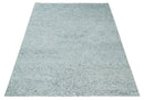 Contemporary 8x10 Silver and Charcoal Modern Abstract Handmade Wool Area Rug by The Rug Decor