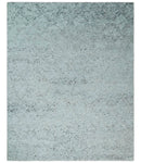 Contemporary 8x10 Silver and Charcoal Modern Abstract Handmade Wool Area Rug by The Rug Decor