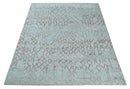 Contemporary 8x10 Silver and Pink Modern Abstract Handmade Wool Area Rug by The Rug Decor