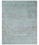 Contemporary 8x10 Silver and Pink Modern Abstract Handmade Wool Area Rug by The Rug Decor