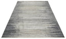Contemporary Abstract 9x12 Hand Knotted Silver and Charcoal Wool and Bamboo Silk Area Rug