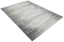 Contemporary Abstract 9x12 Hand Knotted Silver and Charcoal Wool and Bamboo Silk Area Rug