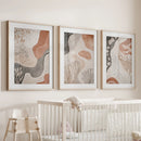 Neutral Terracotta 3 Piece Wall Art. Boho Abstract Prints by Wall Art Set