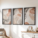 Neutral Terracotta 3 Piece Wall Art. Boho Abstract Prints by Wall Art Set