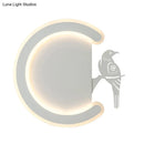 GobekUsa Contemporary Acrylic C-Shape Wall Sconce Light with Bird Design – LED Lamp in Warm/White Light