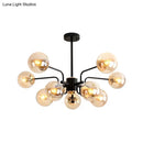 GobekUsa Contemporary Amber Glass Chandelier - 10-Bulb Sphere Pendant Ceiling Light in Black for Living Room