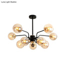 GobekUsa Contemporary Amber Glass Chandelier - 10-Bulb Sphere Pendant Ceiling Light in Black for Living Room
