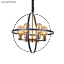 GobekUsa Contemporary Amber Glass Pendant Chandelier with Orb Frame Design - 4/6-Light Suspension Lamp in Black-Gold