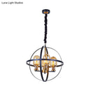 GobekUsa Contemporary Amber Glass Pendant Chandelier with Orb Frame Design - 4/6-Light Suspension Lamp in Black-Gold