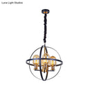 GobekUsa Contemporary Amber Glass Pendant Chandelier with Orb Frame Design - 4/6-Light Suspension Lamp in Black-Gold