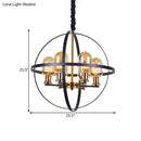 GobekUsa Contemporary Amber Glass Pendant Chandelier with Orb Frame Design - 4/6-Light Suspension Lamp in Black-Gold