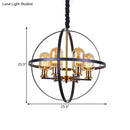 GobekUsa Contemporary Amber Glass Pendant Chandelier with Orb Frame Design - 4/6-Light Suspension Lamp in Black-Gold