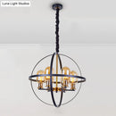 GobekUsa Contemporary Amber Glass Pendant Chandelier with Orb Frame Design - 4/6-Light Suspension Lamp in Black-Gold