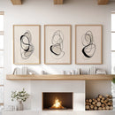 Black and Beige Abstract Set of 3 Wall Art. Minimalist Lines by Wall Art Set
