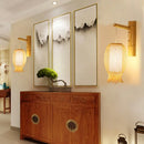 GobekUsa Contemporary Bamboo Wall Sconce Light with Inner White Cylinder Shade