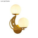 GobekUsa Contemporary Bedroom Sconce Light: 2 Bulbs Black/Gold Wall Lamp with Milky Glass Ball Shades (Left/Right)